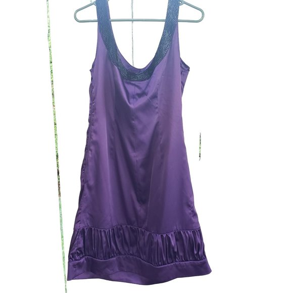 Torrid Purple Slip Dress Size 1 Beaded New With Tags Satin Short Evening Coctail - Picture 2 of 6